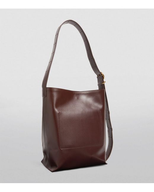 Jil Sander Brown Leather Cannolo Tote Bag
