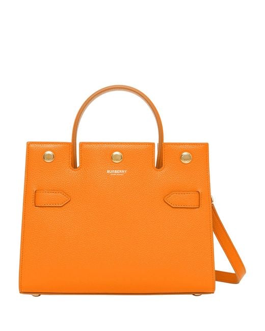 Burberry Orange Mini Leather Title Bag
