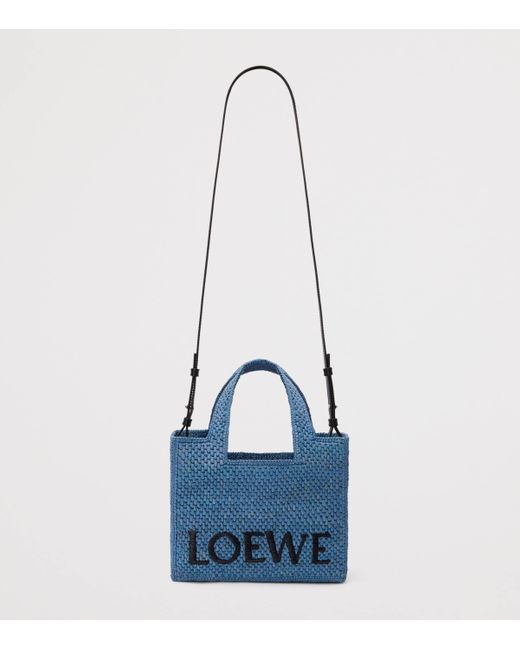 Loewe Blue X Paula's Ibiza Small Raffia Font Tote Bag