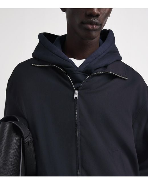 FRAME Blue Wool Zip-Up Jacket for men