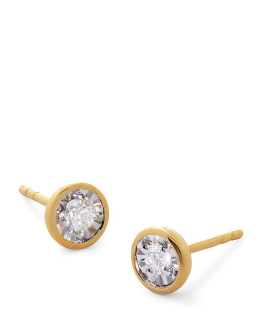 Monica Vinader Metallic Vermeil And Diamond Essentials Solitaire Stud Earrings