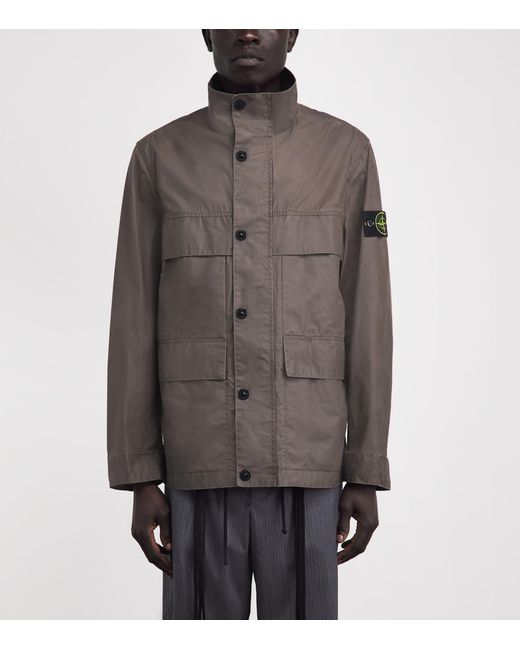 Stone Island Gray Waxed Canvas Field Jacket for men