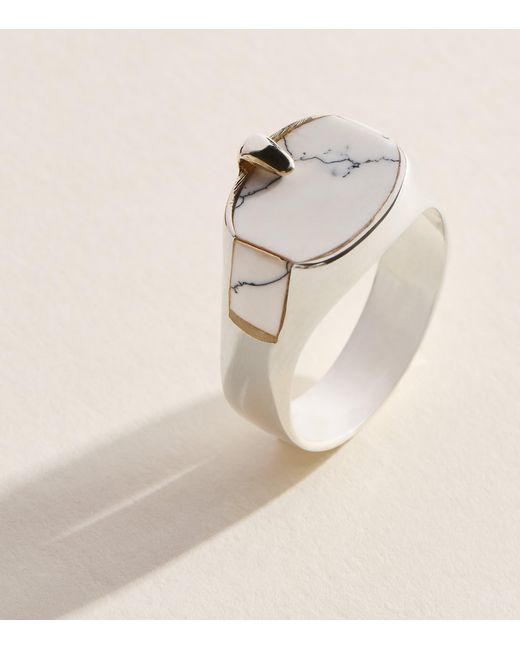 FYR Natural Sterling And Howlite Signet Ring for men