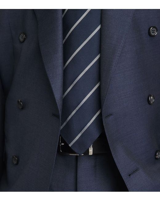 Ralph Lauren Blue Mulberry Silk Stripe Tie for men