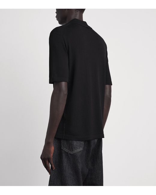 Rag & Bone Black Silk-Cotton Conrad Polo Shirt for men