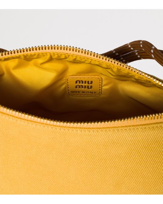 Miu Miu Yellow Cotton Gabardine Logo Pouch