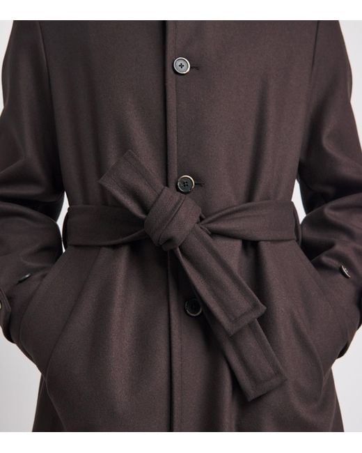 Barena Brown Wool-Blend Longline Overcoat for men