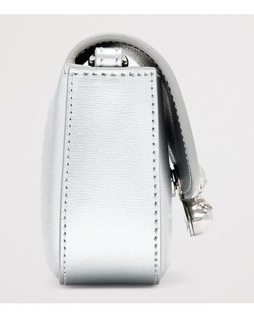 Alexander McQueen Gray Small Leather Skull Flower Cross-Body Bag