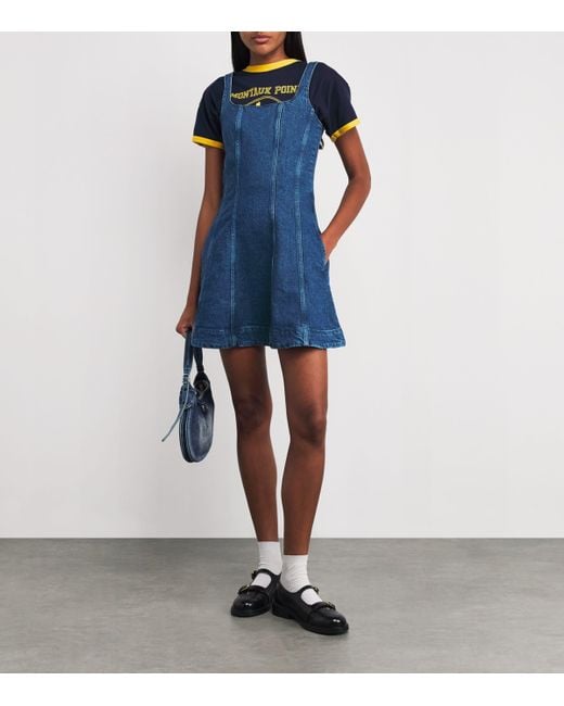 Maje Blue Denim Flared Mini Dress