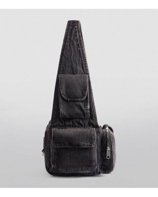 Balenciaga Black Demin Superbusy Sling Bag for men