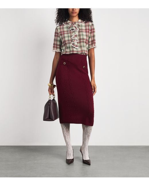 Alessandra Rich Multicolor Silk Tartan Jabot Blouse