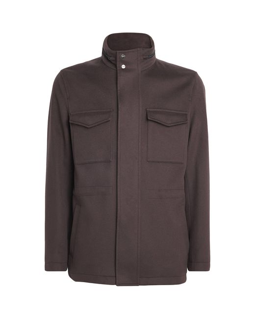Herno Brown Virgin Wool-Cashmere Field Jacket for men