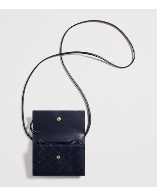 Bottega Veneta Blue Leather Intrecciato Andiamo Badge Holder