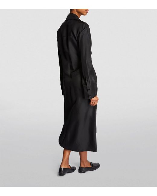 Rohe Black Silk Double-layer Midi Dress