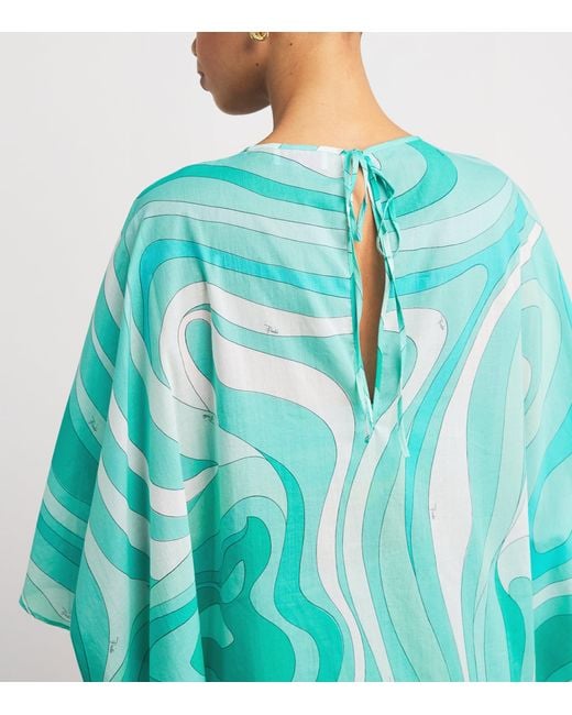 Emilio Pucci Blue Cotton Marmo Maxi Dress