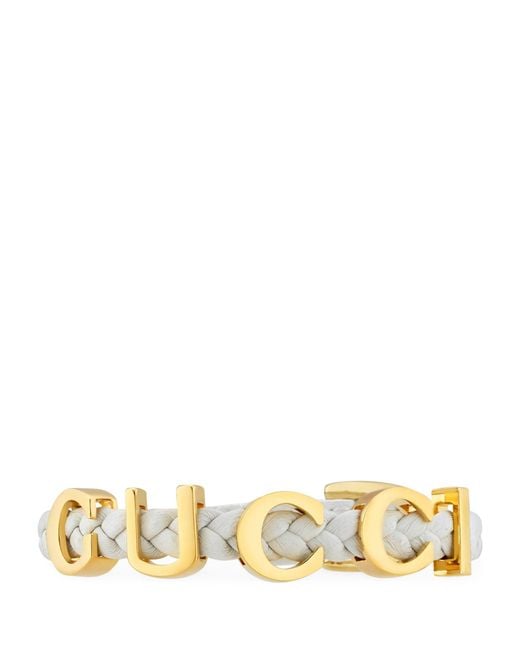 Gucci Metallic Leather Logo Bracelet for men