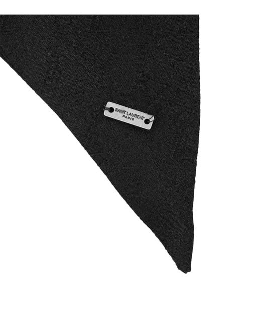Saint Laurent Black Silk Jacquard Scarf