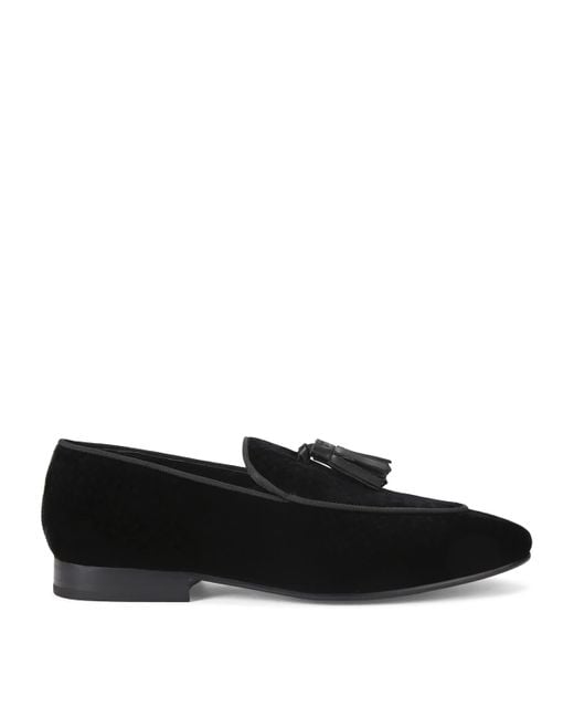 Kurt Geiger Black Velvet Bedford Tassel Loafers for men