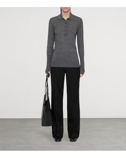 AllSaints Gray Merino Wool Martel Polo Sweater