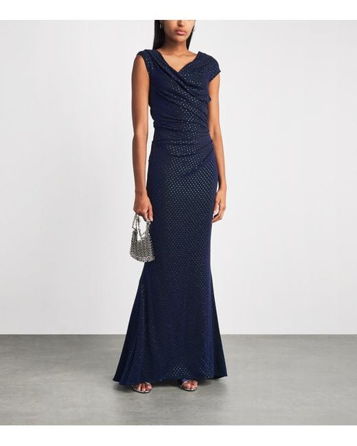 Talbot Runhof Blue Sequin Sleeveless Gown