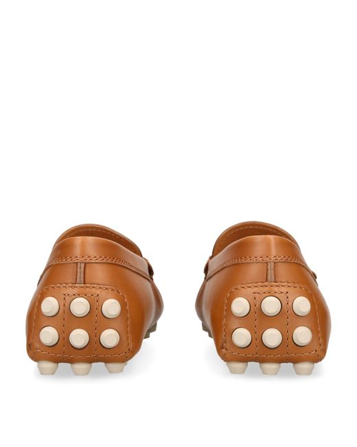 Tod's Brown Leather Kate Gommino Bubble Loafers