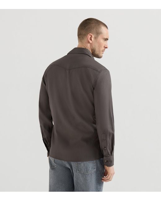 Brunello Cucinelli Gray Cotton Western Shirt for men