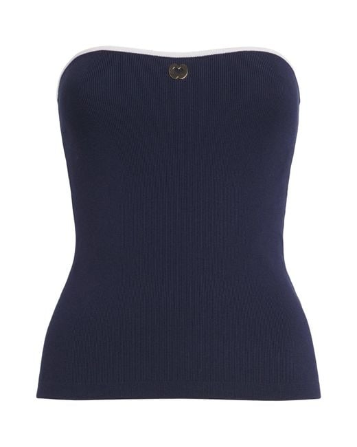Maje Blue Logo-Plaque Bandeau Top
