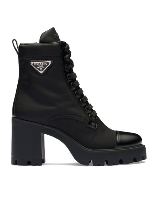 Prada New Brixxen Re nylon Combat Boot in Black Lyst UK