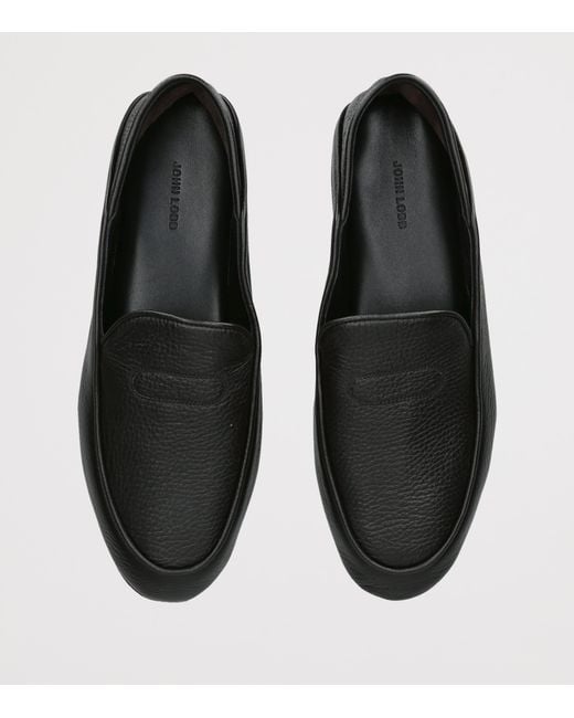 John Lobb Black Leather Kingston Ii Slippers for men