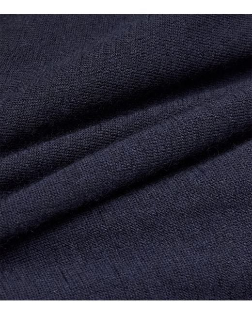 Johnstons Blue Superfine Cashmere V-Neck Sweater for men