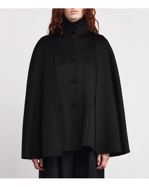 Colombo Black Double Cashmere Cape Coat