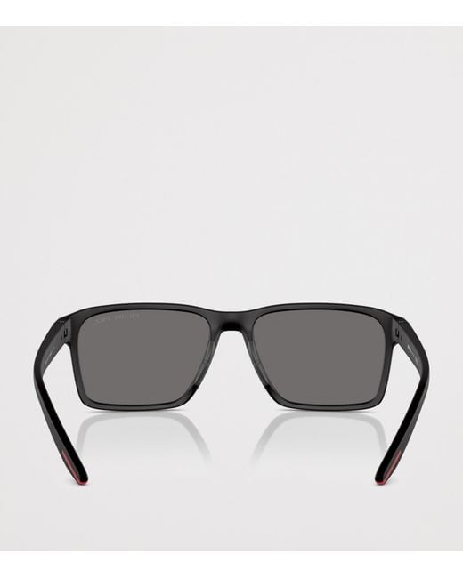Prada Linea Rossa Black Rectangle Sunglasses for men