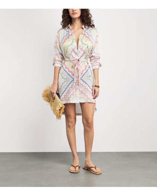 Mary Katrantzou White Printed Verona Mini Shirt Dress