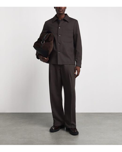 Barena Black Virgin Wool Pleated Trousers for men