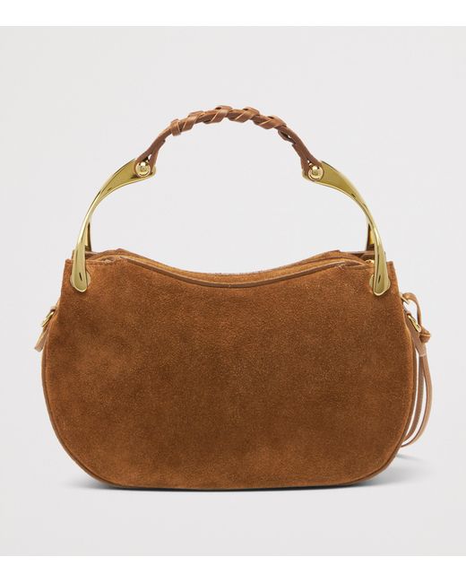 McQueen Brown Mini Suede Wishbone Top-Handle Bag
