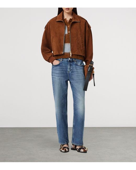 AllSaints Brown Mohair-Wool Clem Polo Sweater