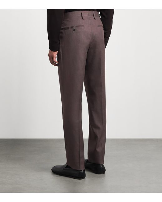 Lardini Brown Virgin Wool-Blend Straight Trousers for men