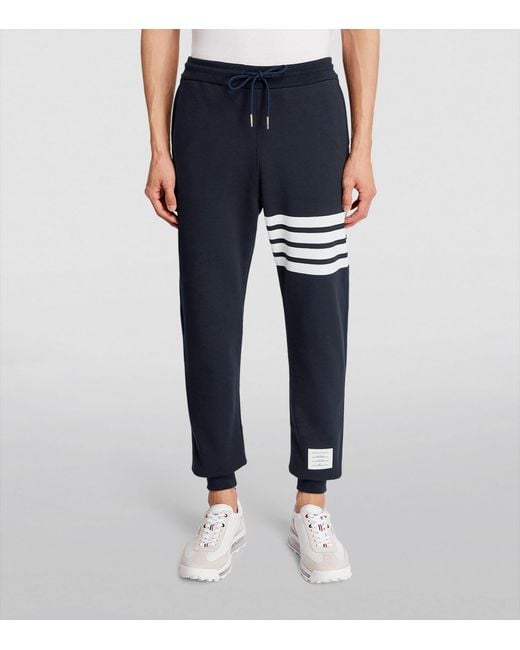 Thom Browne Blue Four-Stripe Sweatpants for men