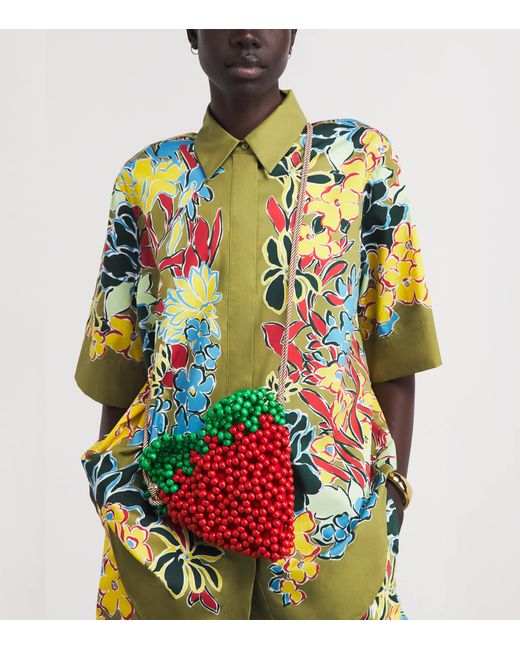 ALÉMAIS Red Mini Beaded Strawberry Shoulder Bag