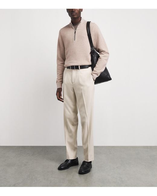 N.Peal Cashmere Natural Cashmere Quarter-Zip Temple Sweater for men