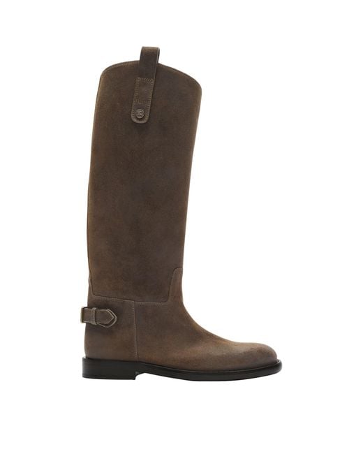 Burberry Brown Suede Cavalier Knee-High Boots