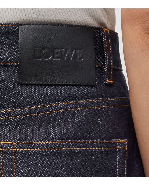 Loewe Blue High-rise Wide-leg Brand-patch Jeans