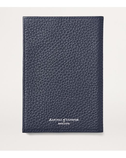 Aspinal Blue Leather Passport Cover for men