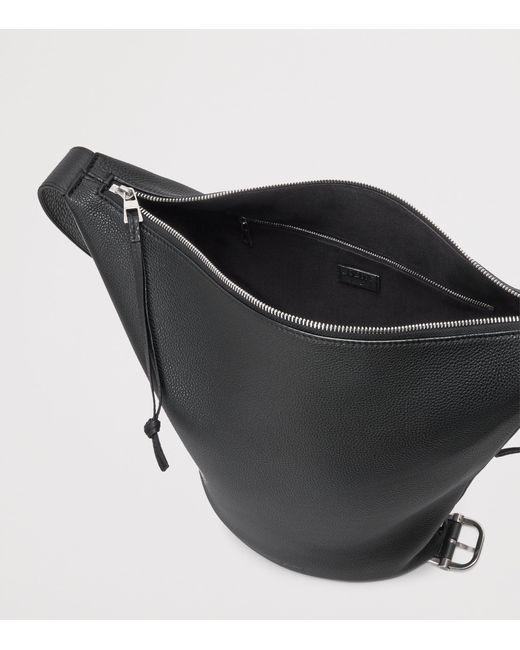 Loewe Black Medium Leather Loop Bucket Bag for men