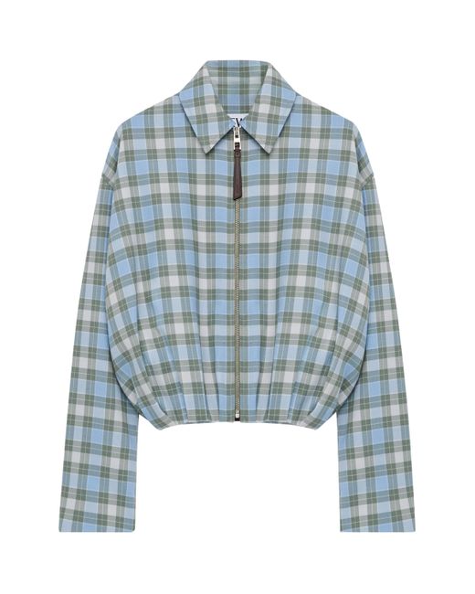 Loewe Blue Wool-Blend Check Draped Jacket