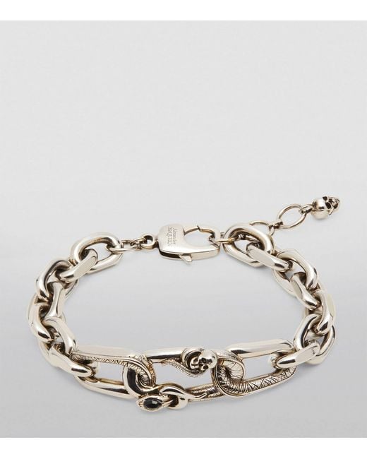 Alexander McQueen Metallic Snake And Skull Chain Bracelet for men