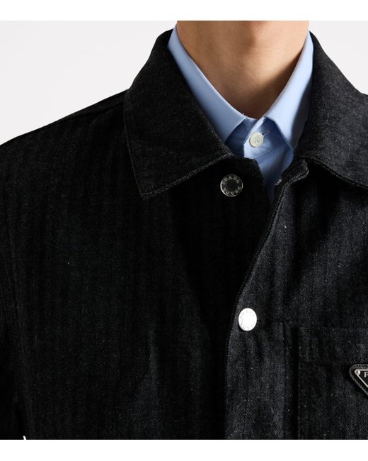 Prada Black Chevron Denim Jacket for men