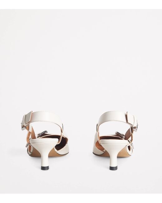 Maje Natural Leather Buckle Slingback Pumps 55