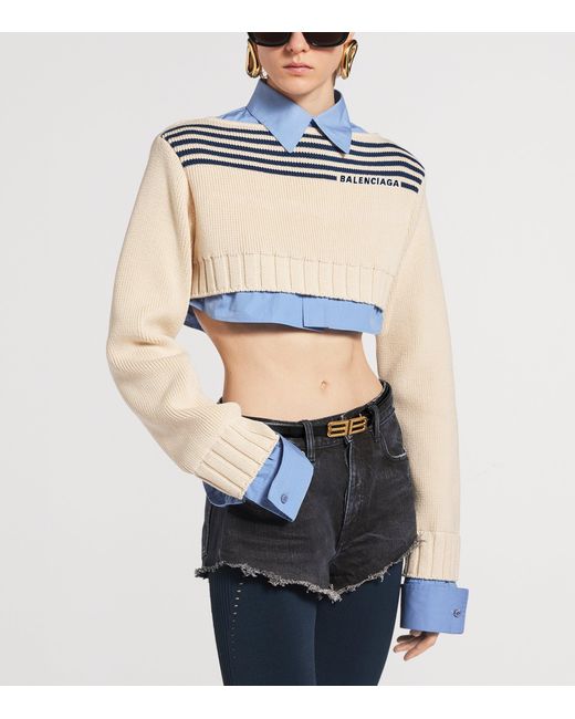 Balenciaga Blue Double Layer Sweater Shirt
