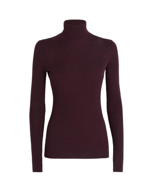 Maje Purple Wool-Silk Rollneck Sweater